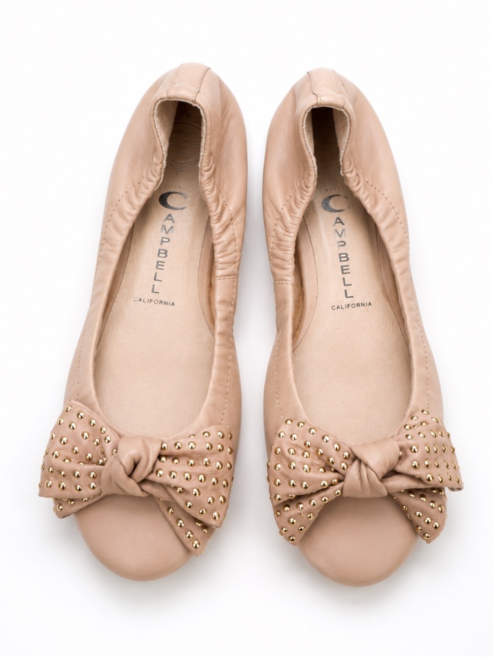Jeffrey Campbell Haley Stud Leather Bow Ballet Flats Nude Size 8.5